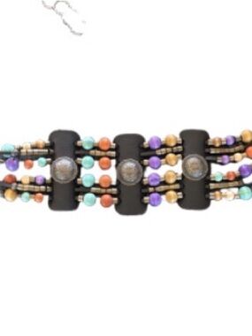 Vintage Multicolor wood Bead boho hippie belt